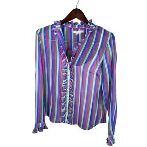 BODEN Size 6 Floral Ruffle Long Sleeve Button Front & Cami Chiffon Blouse